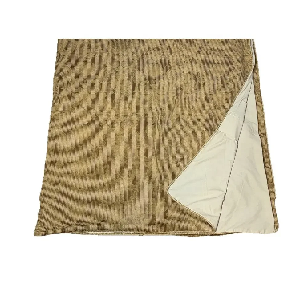 Custom Luxury Duvet Cover Full Size Damask Stripe Print Brown Gold Beige RARE